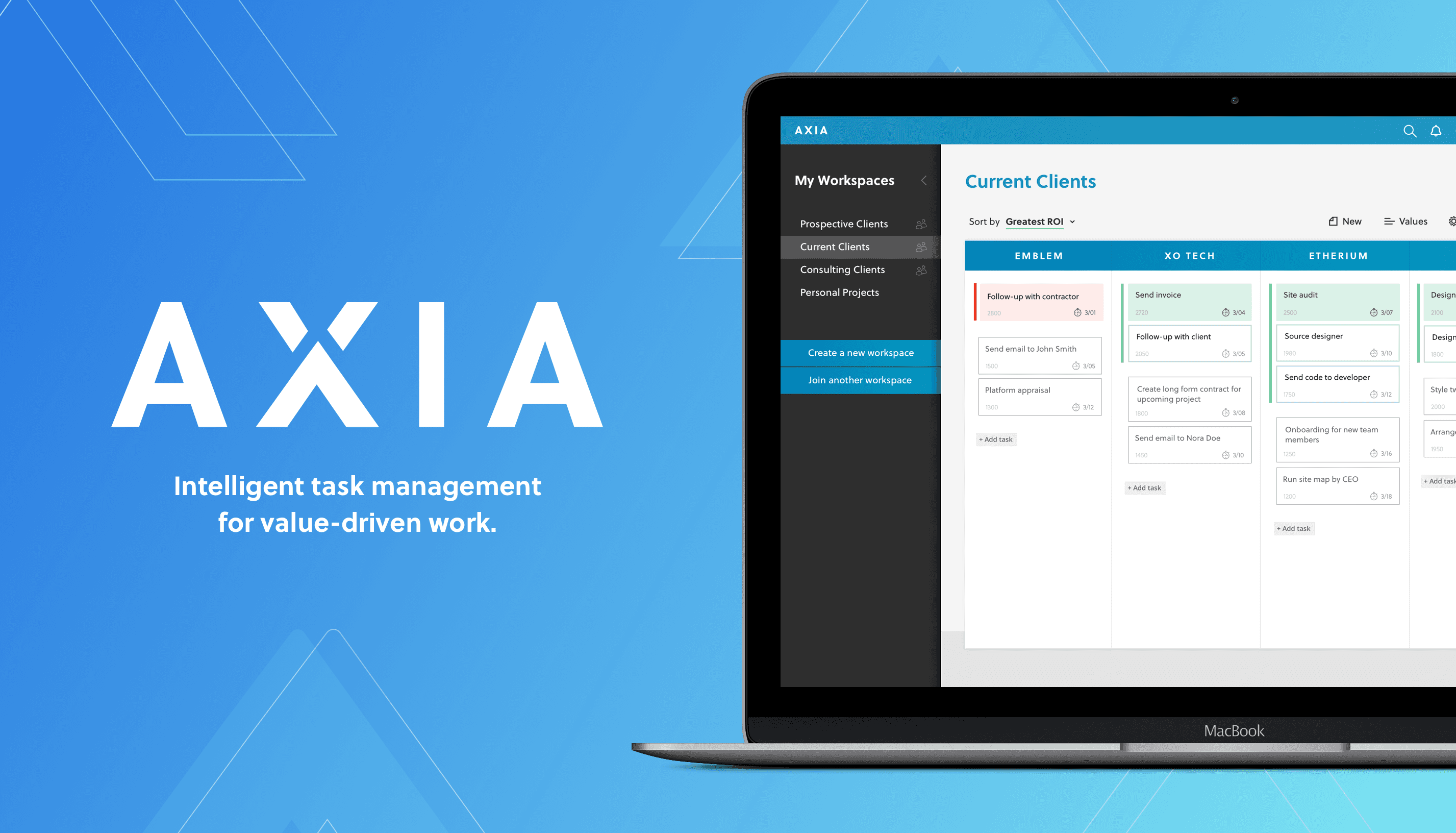 Ein Computerbildschirm mit der Projektmanagement-Plattform Axia